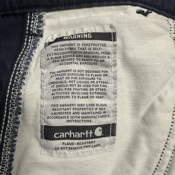 Carhartt Blue Dungaree Fit Flame Resistant Utility Cargo Work Pants Size 38x32 - Picture 13 of 14